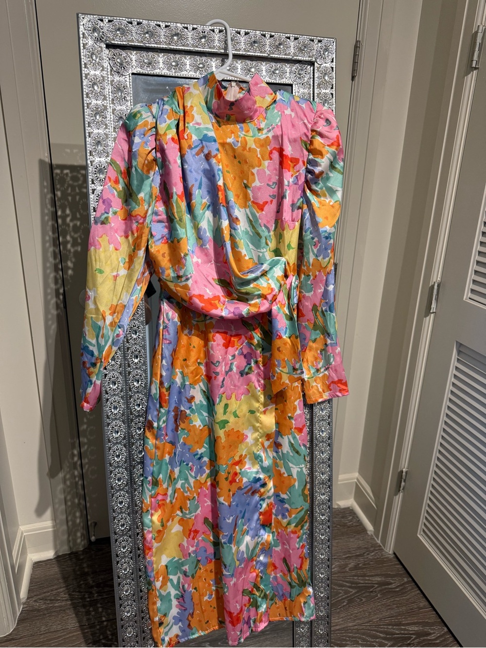 ethika Multi‑Color Floral Midi Dress in Pink, Orange, Yellow, Blue, Green